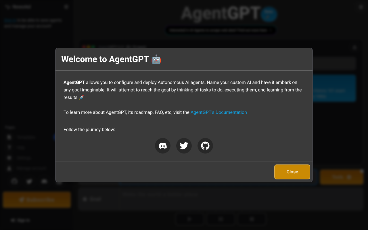 AgentGPT screenshot 1