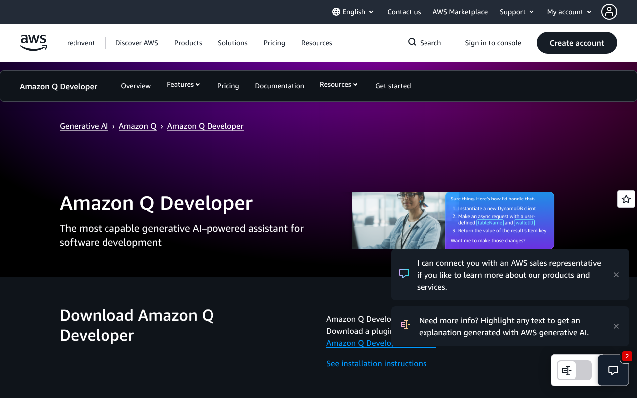 Amazon CodeWhisperer screenshot 1