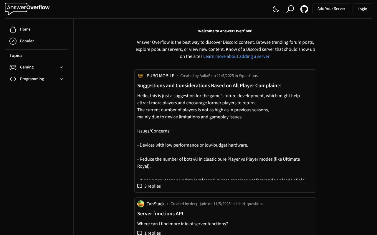 AnswerOverflow screenshot 1
