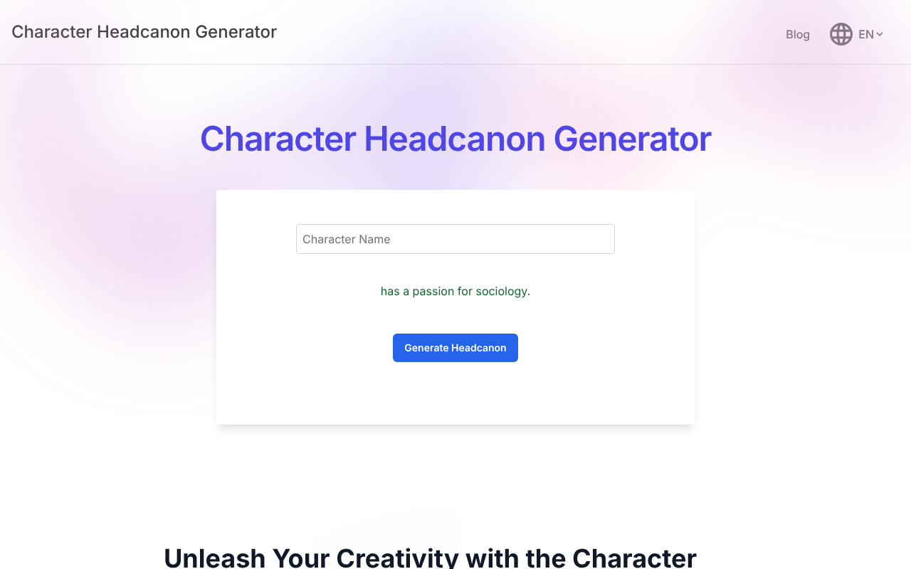 Character Headcanon Generator screenshot 1