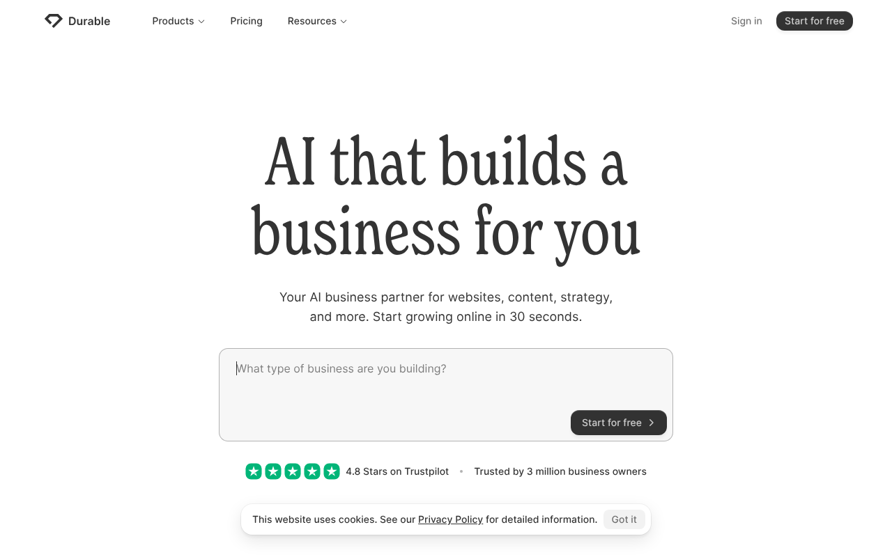 Durable AI Website Builder screenshot 1