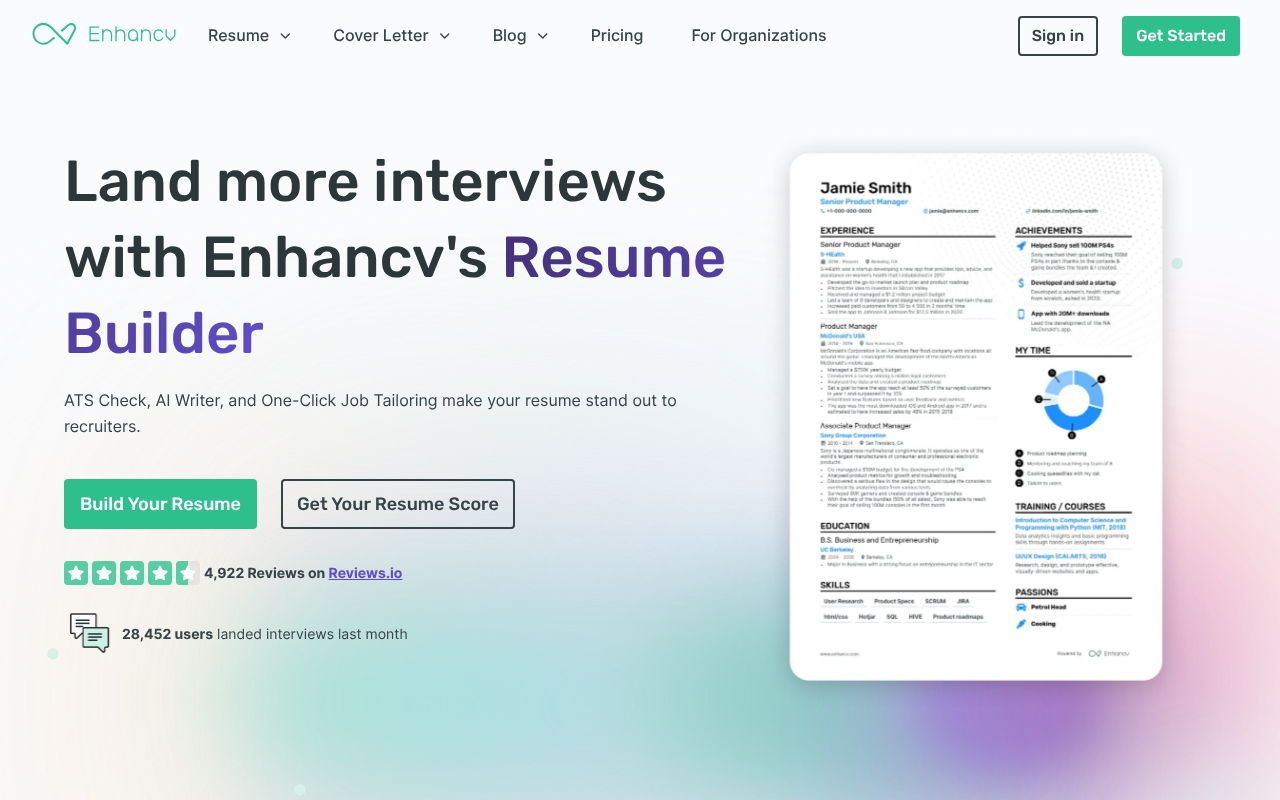 Enhancv screenshot 1