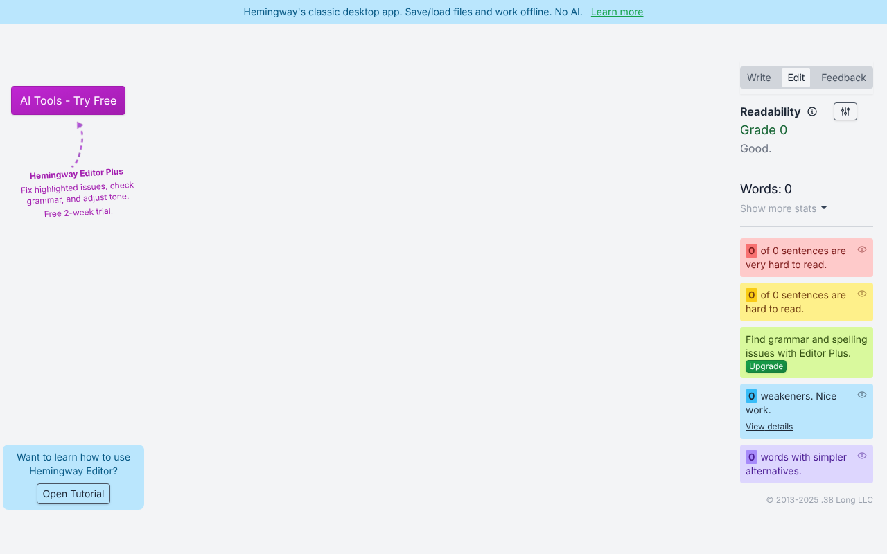 Hemingway App screenshot 1