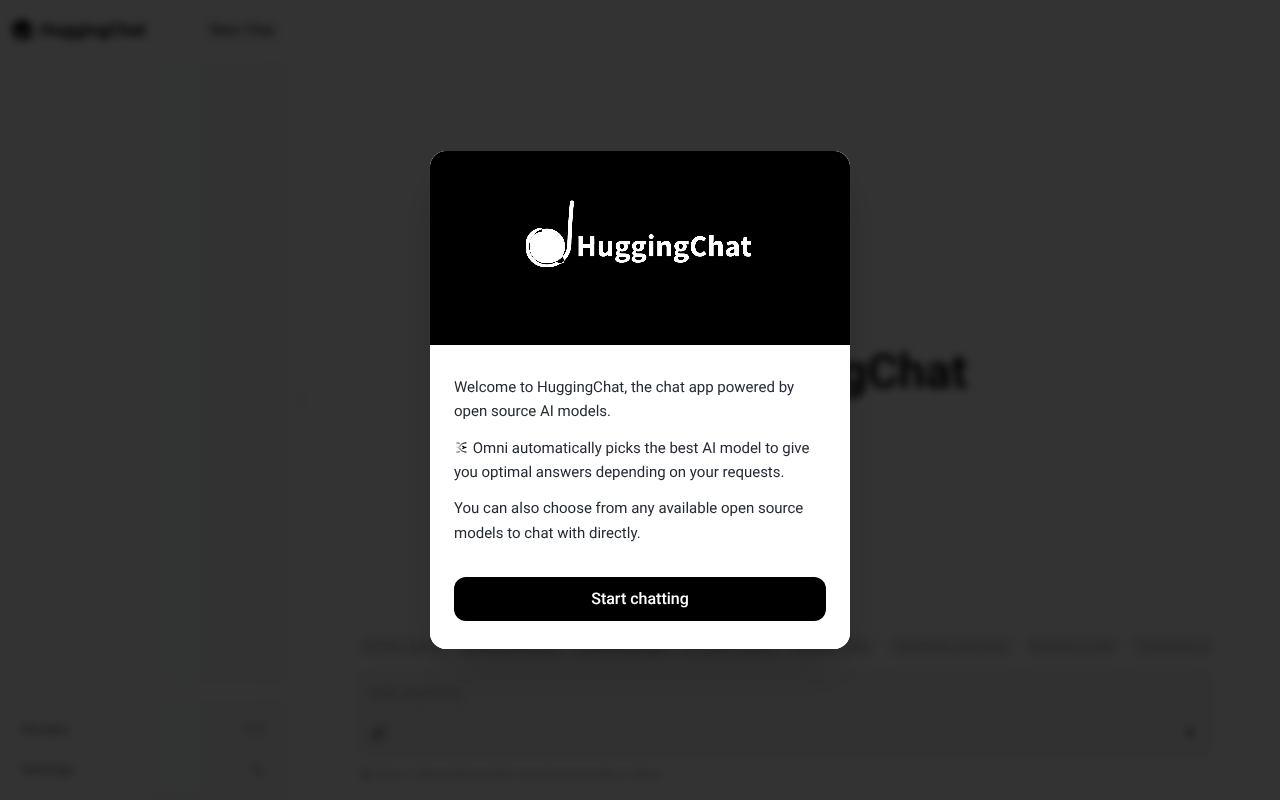 Hugging Face Chat screenshot 1