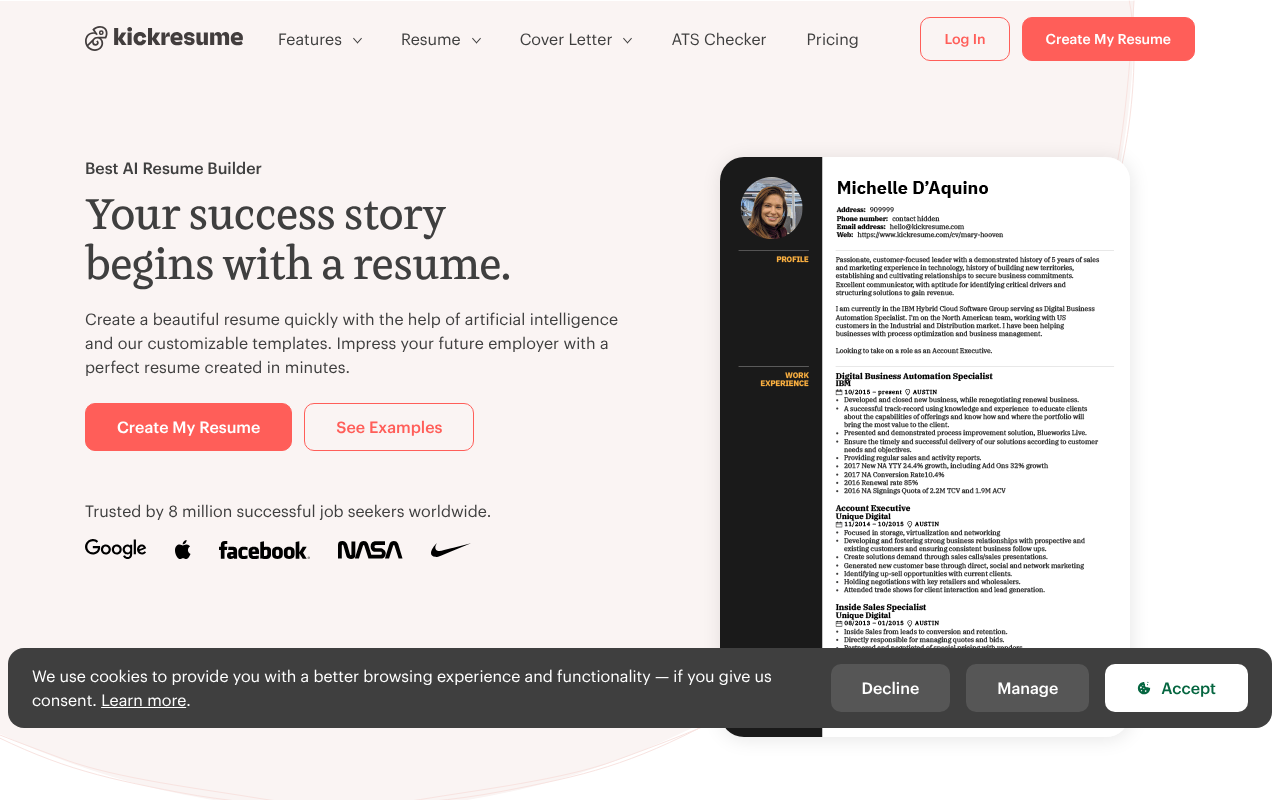 Kickresume screenshot 1