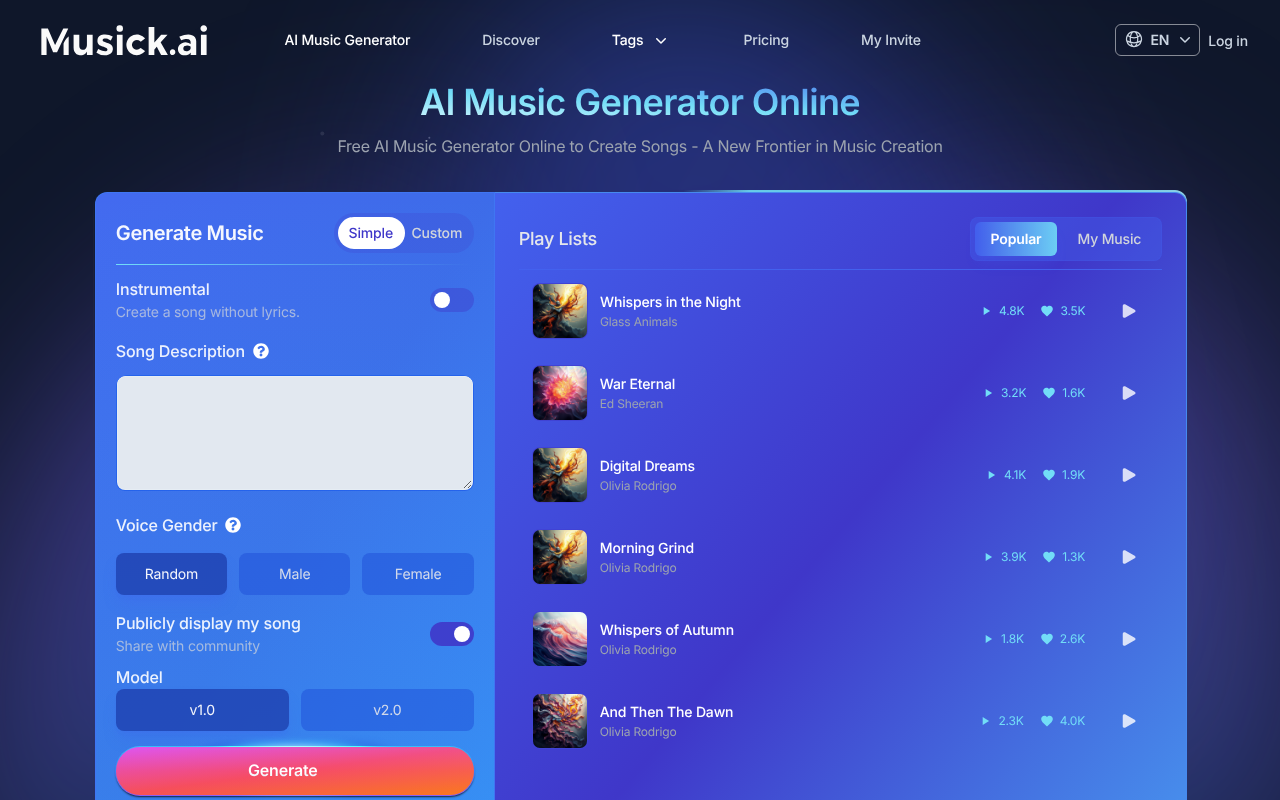 Musick.ai screenshot 1