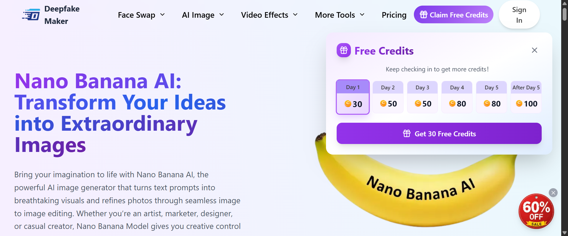 Nano Banana AI (powered by DeepFakeMaker.io) screenshot 1