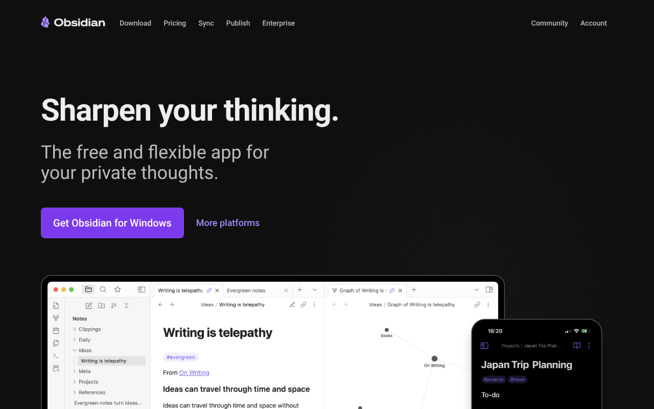 Obsidian screenshot 1