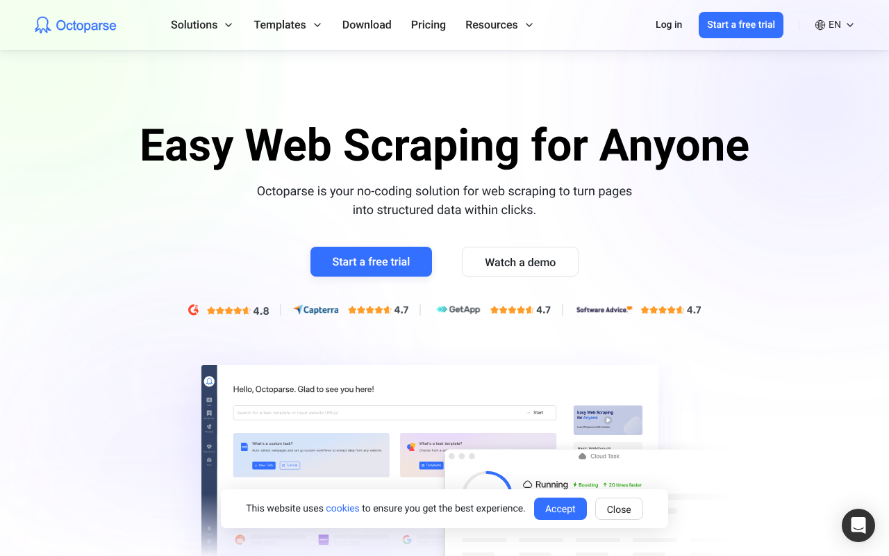 Octoparse screenshot 1