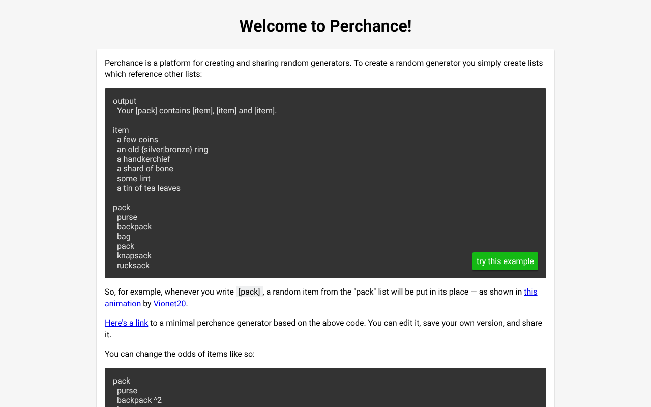 Perchance screenshot 1
