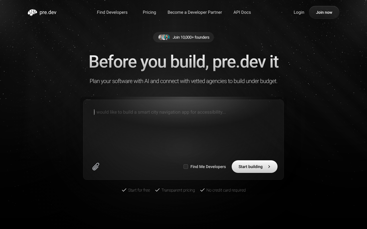Pre.dev screenshot 1
