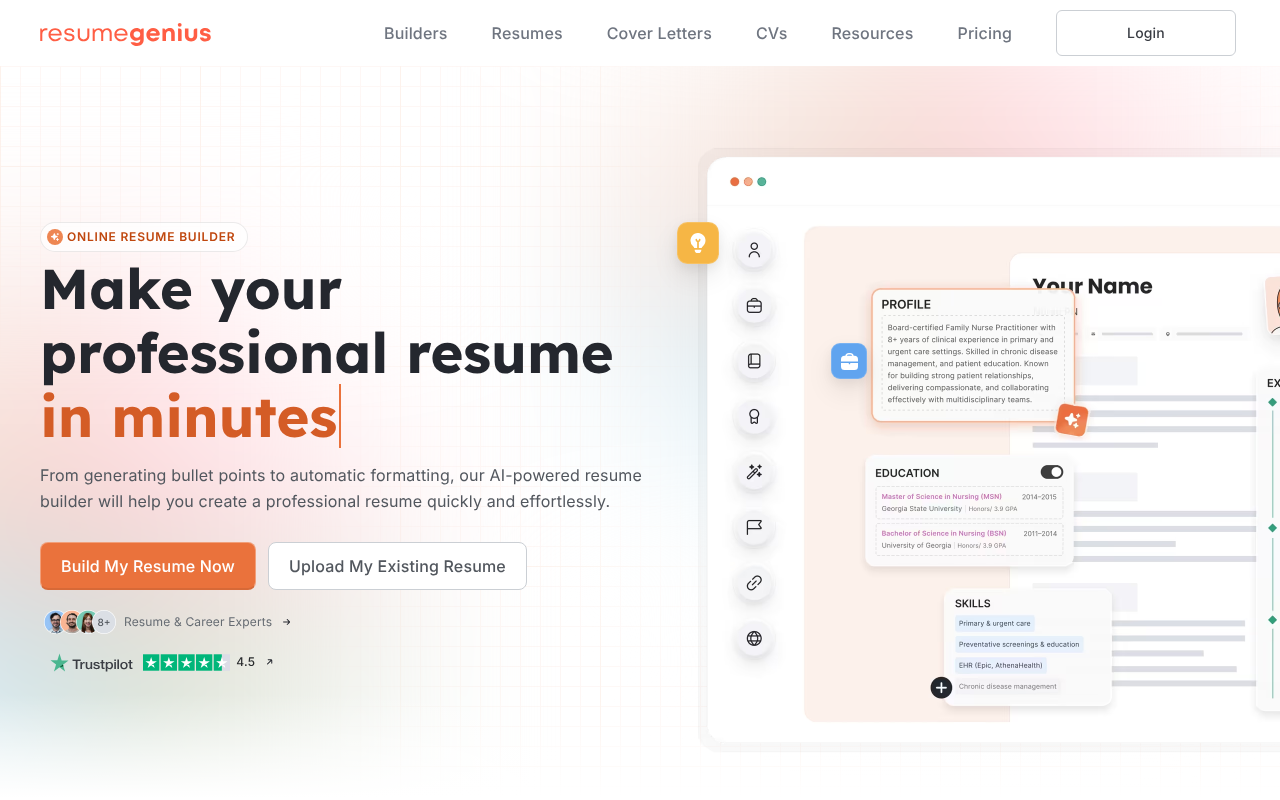 ResumeGenius.com screenshot 1