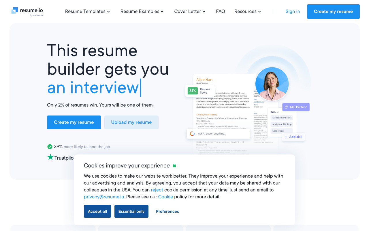 Resume.io screenshot 1