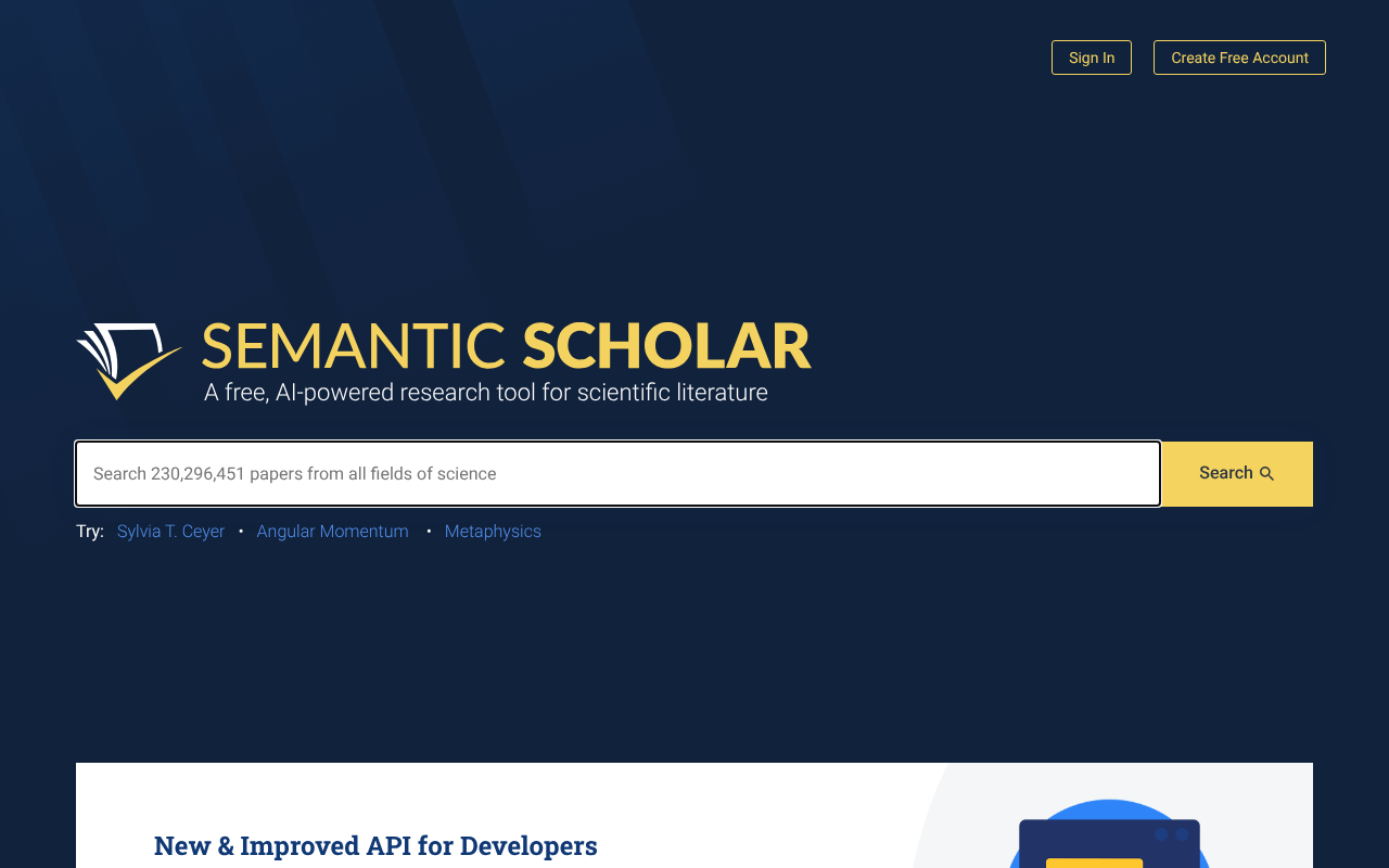 Semantic Scholar screenshot 1