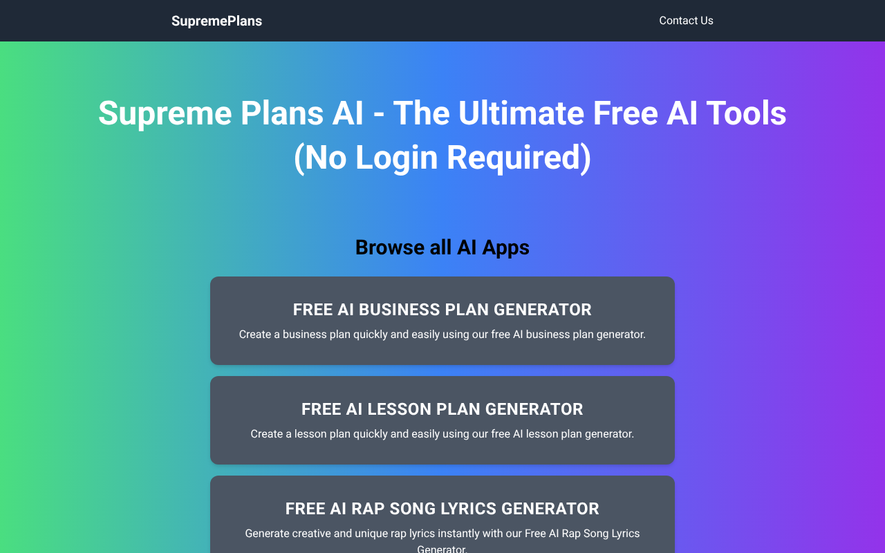 Supreme Plans screenshot 1