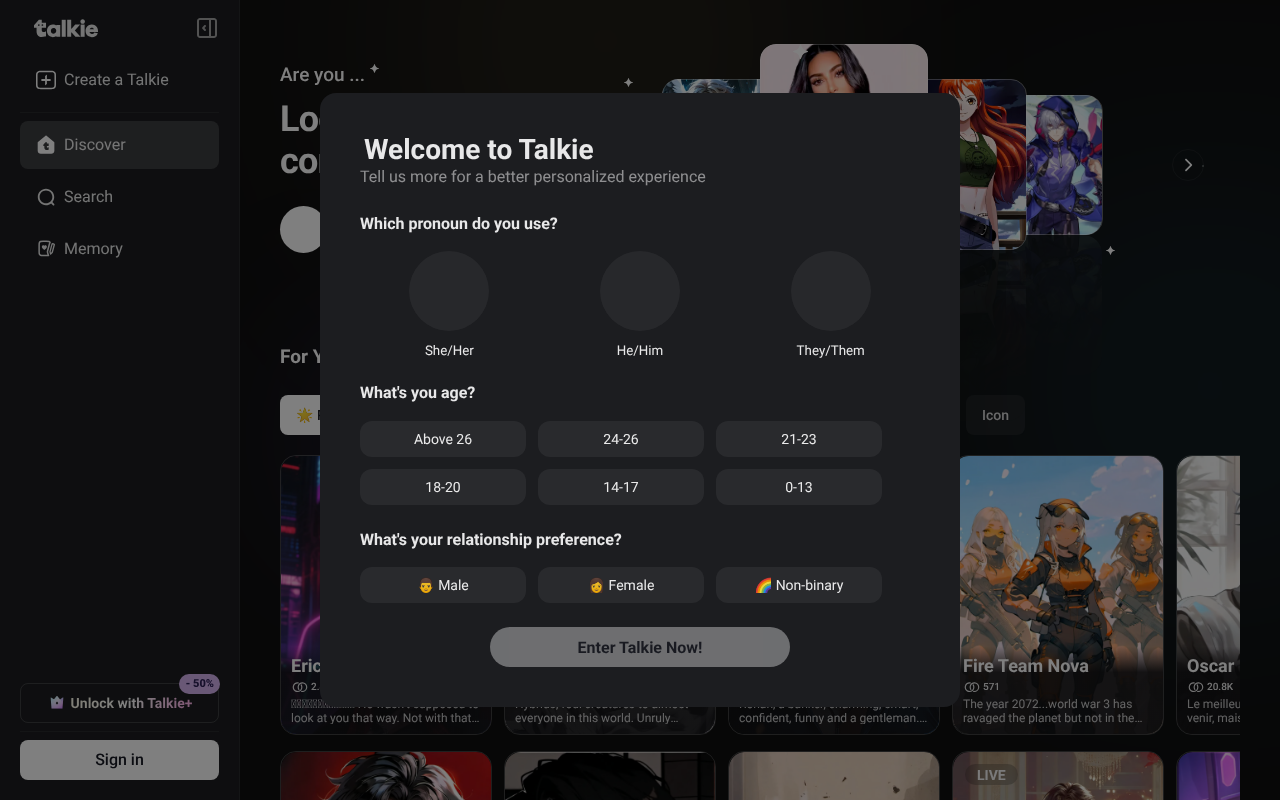 Talkie AI screenshot 1