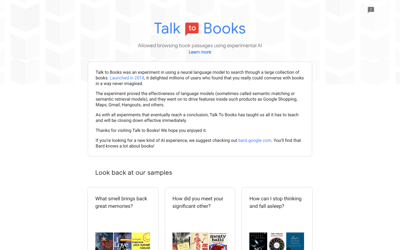 Talk to Books (Google) screenshot 1