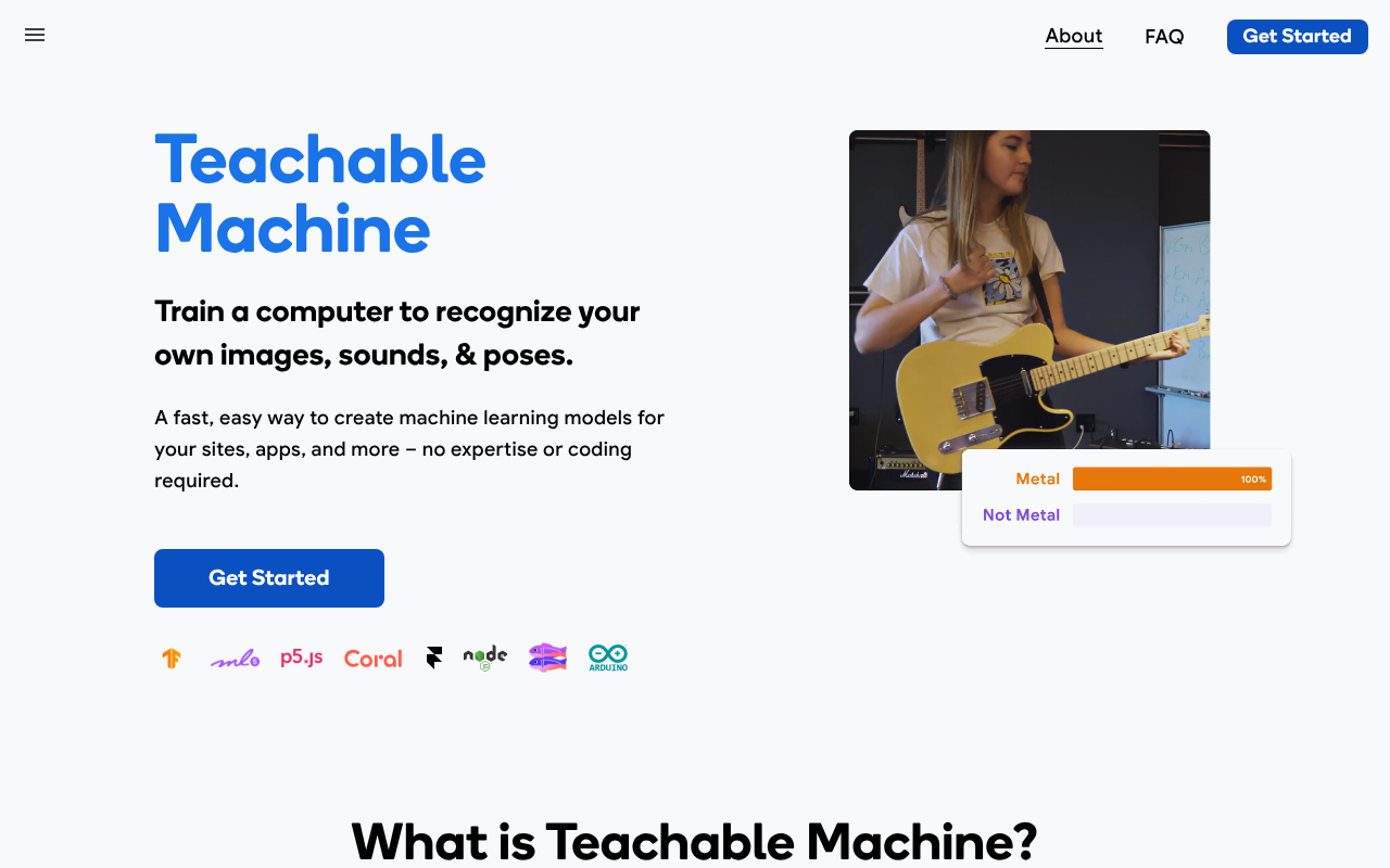 Teachable Machine screenshot 1