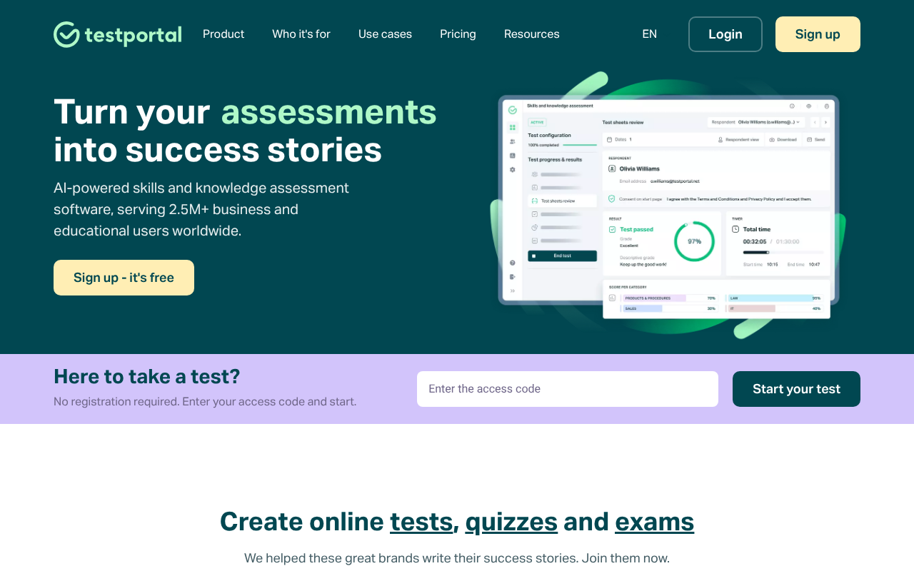 Testportal screenshot 1