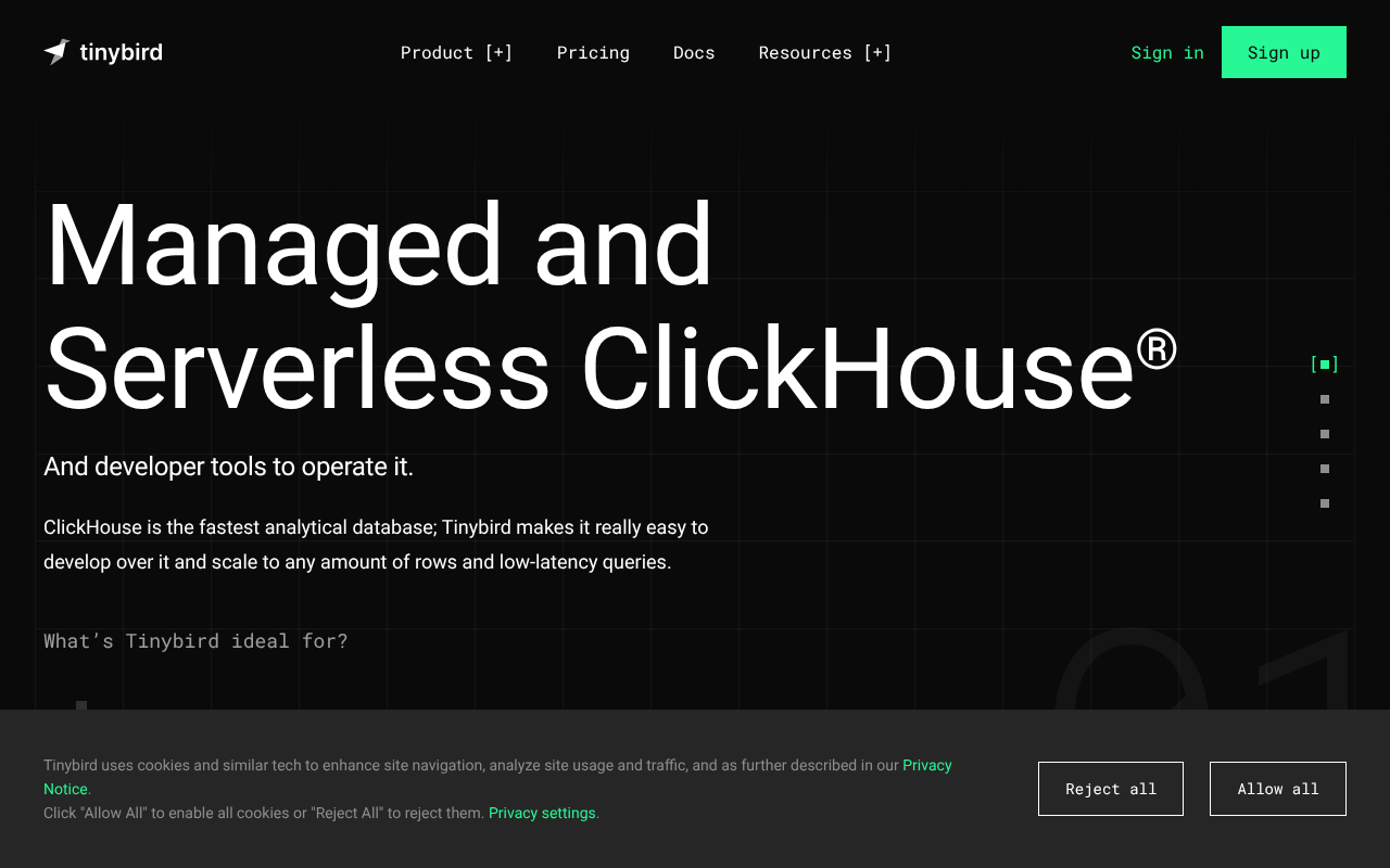 Tinybird screenshot 1