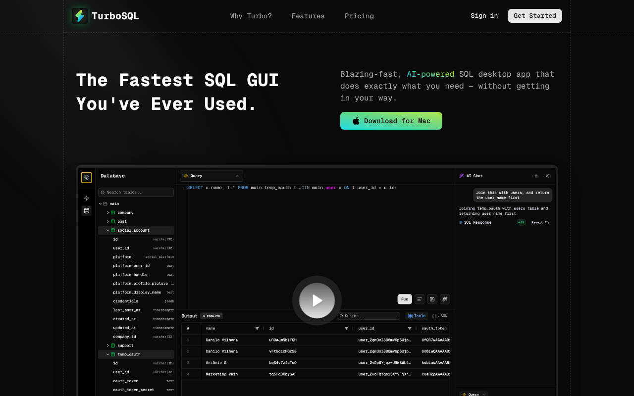 TurboSQL screenshot 1
