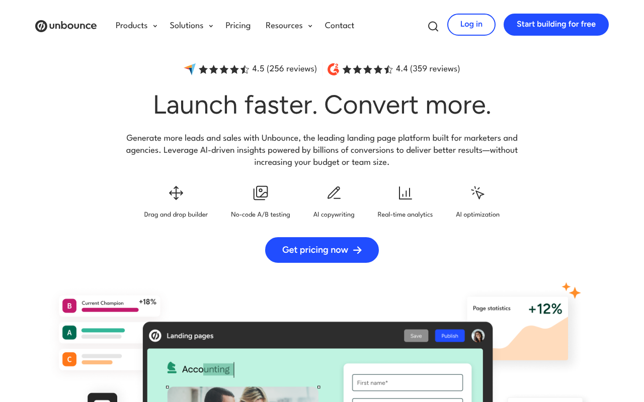 Unbounce screenshot 1