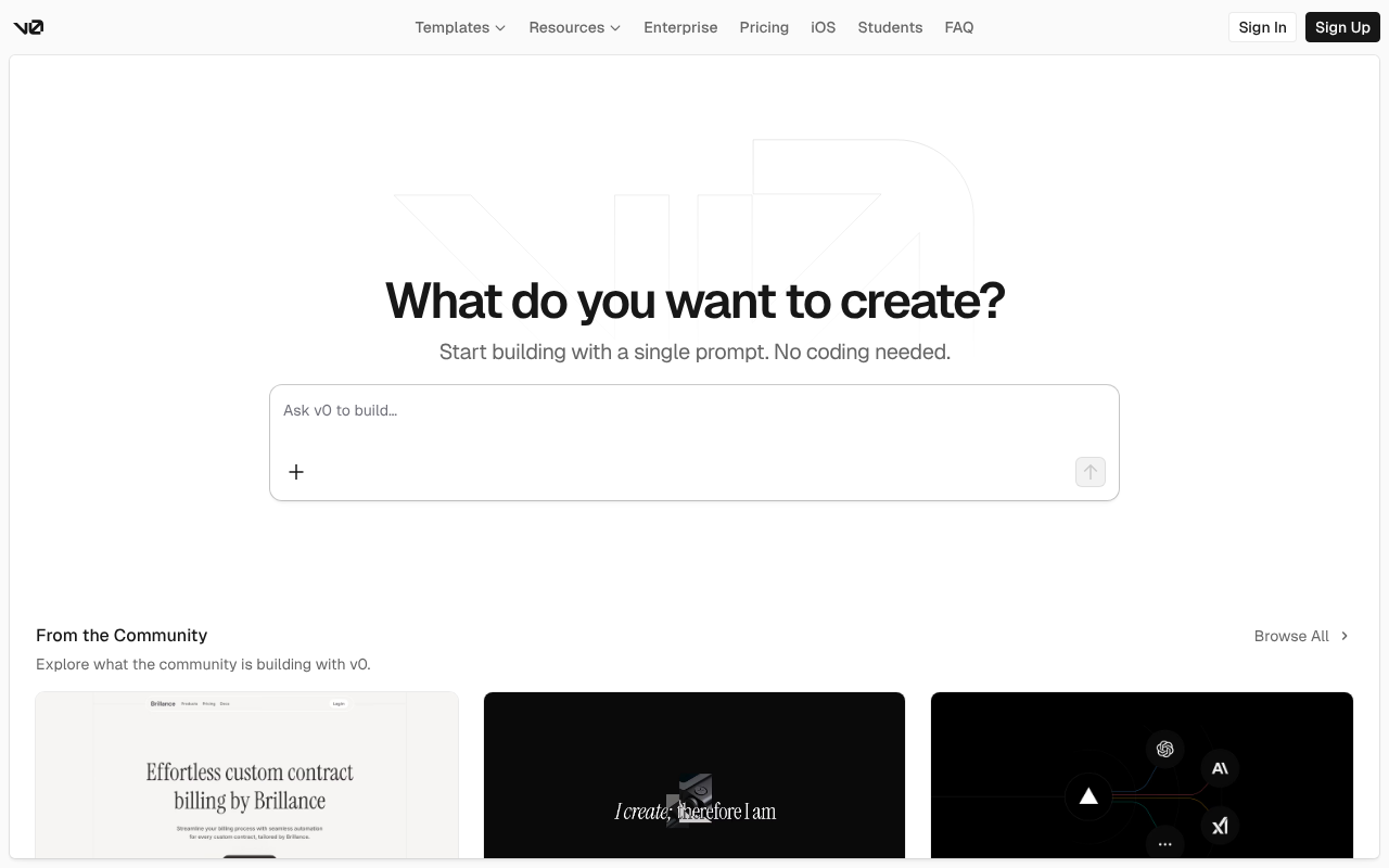 V0 by Vercel screenshot 1