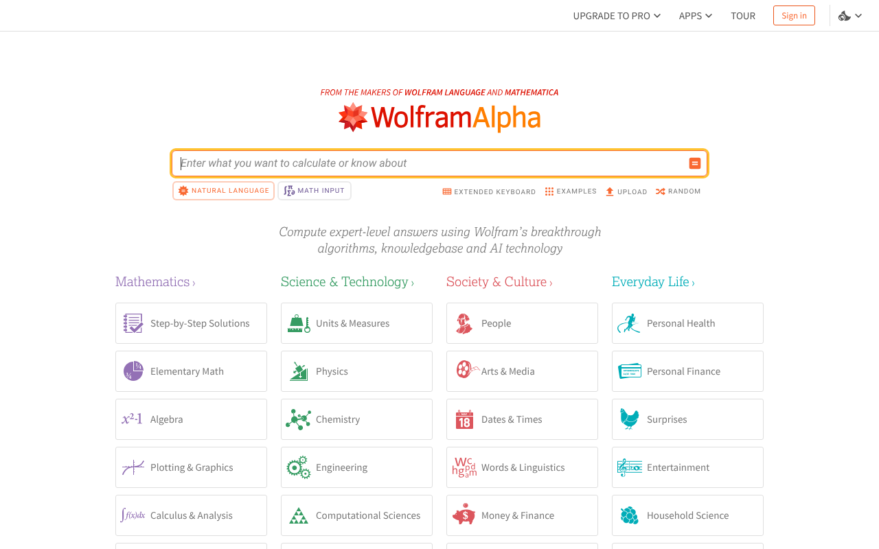 WolframAlpha screenshot 1
